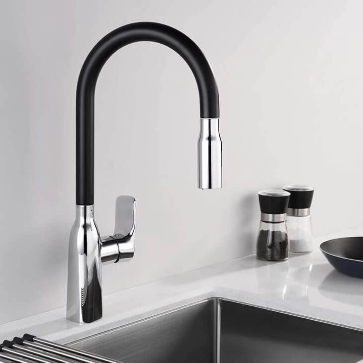 Homelody 360° Rotatable Kitchen Sink Mixer Tap Black with Shower - Homelody