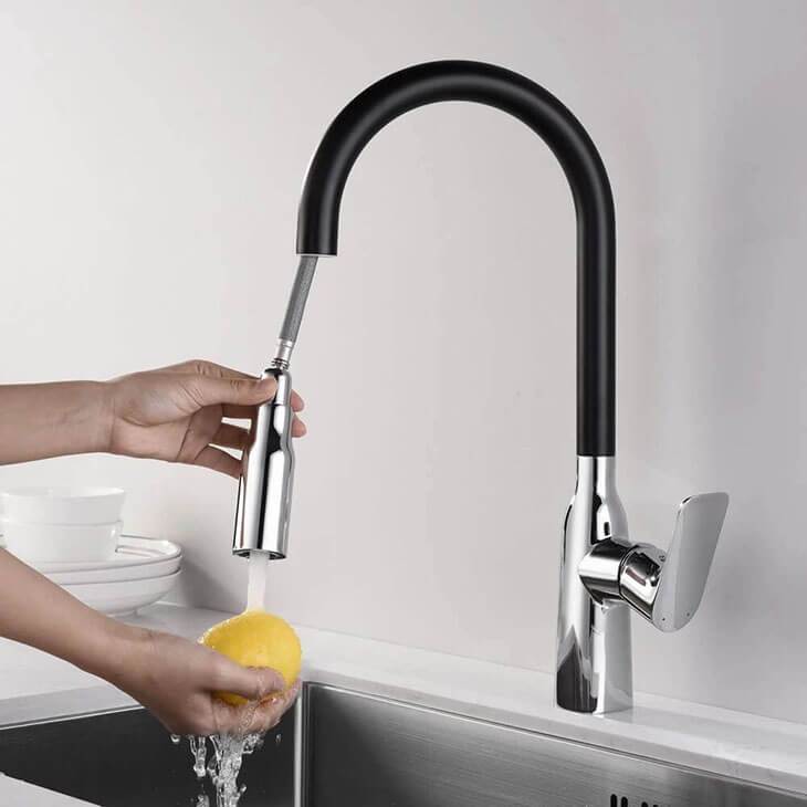 Homelody 360° Rotatable Kitchen Sink Mixer Tap Black with Shower - Homelody