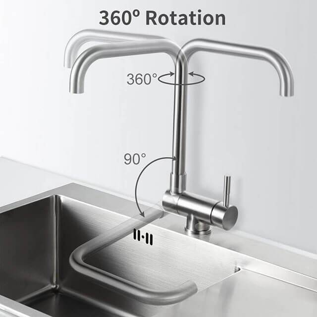 Homelody 360° Rotating Front Window Kitchen Faucet Foldable Stainless Steel Matt Sink Tap for Kitchen - Homelody