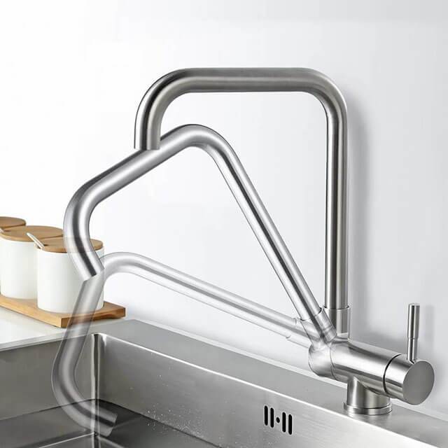 Homelody 360° Rotating Front Window Kitchen Faucet Foldable Stainless Steel Matt Sink Tap for Kitchen - Homelody