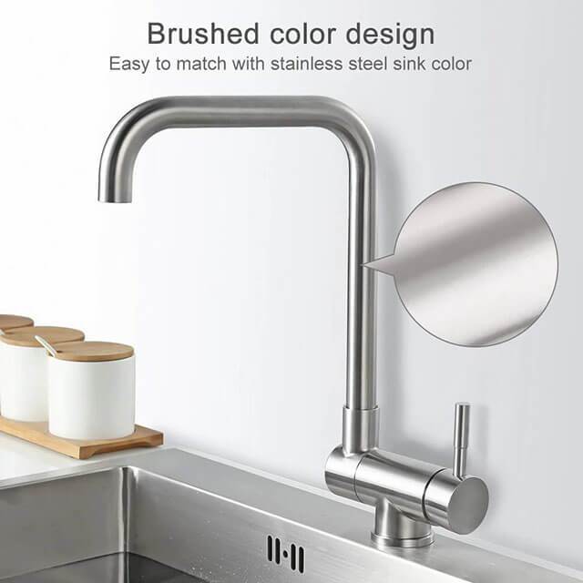 Homelody 360° Rotating Front Window Kitchen Faucet Foldable Stainless Steel Matt Sink Tap for Kitchen - Homelody