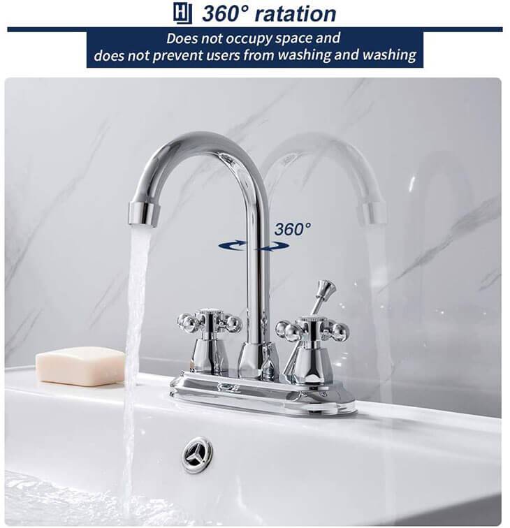 HOMELODY 360° Swivel Lavatory Faucet with LIFT Rod Drain Assembly Chrome - Homelody