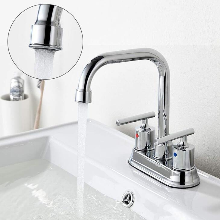 HOMELODY 360°Swivel Spout Lavatory Faucet with Drain Assembly, Chrome - Homelody