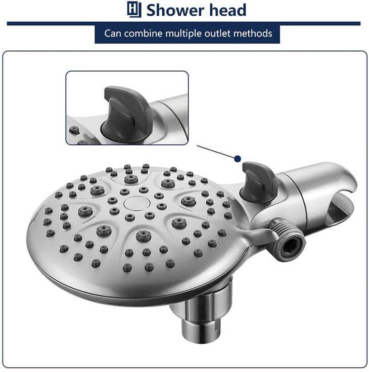 Homelody 5" High Pressure Rainfall Shower Combo,6-Setting Rain Shower Head&Handheld Shower Head, Brushed Nickel - Homelody