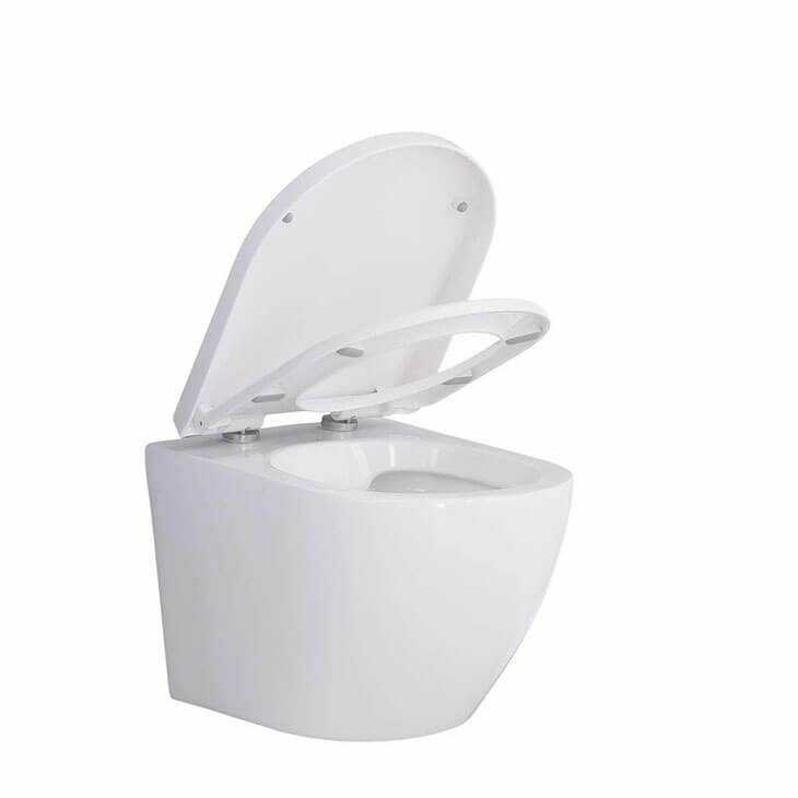 HOMELODY Bathroom Double Powerful Close Coupled Ceramic Wall Hung Toilet Seats Water Saving Anti-noise - Homelody