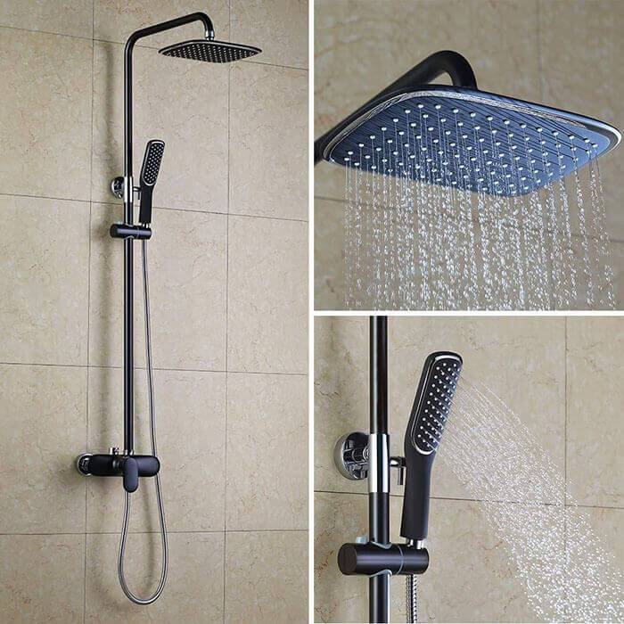 Homelody Black Bath Mixer Shower System with Rain Shower Set - Homelody