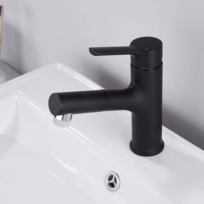 Homelody Black Bathroom Tap with 2 Jet Types with Pull-Out Shower Mixer Tap Wash Basin Mixer Tap - Homelody