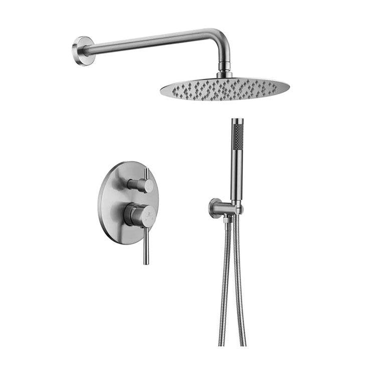 HOMELODY Brushed Nickel Shower Faucet Set (Valve Included) with 10" Roud Rainfall Shower head - Homelody