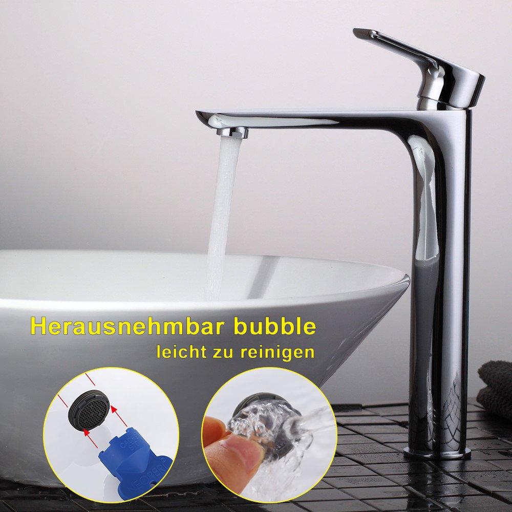 Homelody Chrome Plated high Basin Faucet Brass pull up mixer - Homelody