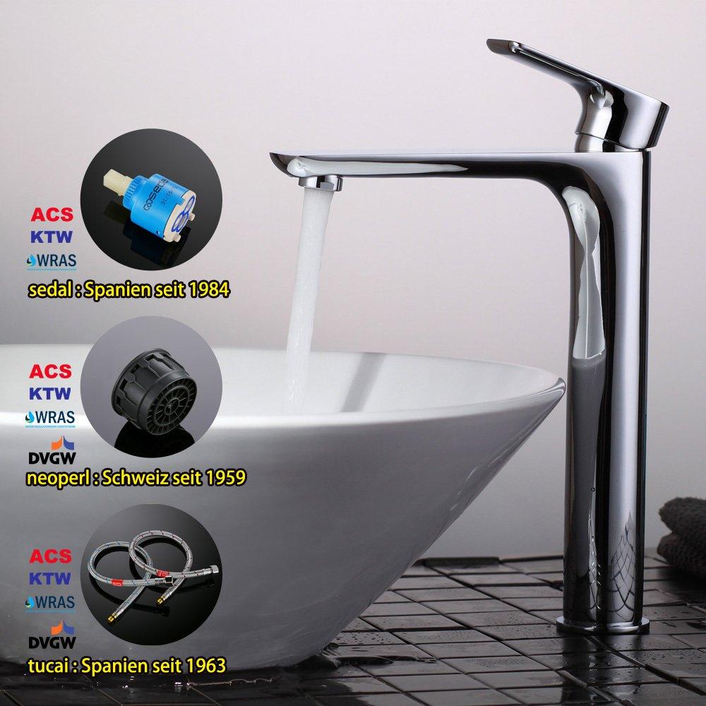Homelody Chrome Plated high Basin Faucet Brass pull up mixer - Homelody