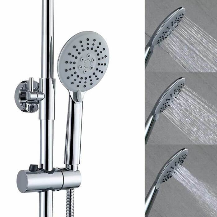 HOMELODY chrome Shower system with 3-jet hand shower Shower set - Homelody
