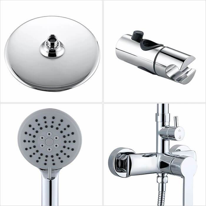 HOMELODY chrome Shower system with 3-jet hand shower Shower set - Homelody
