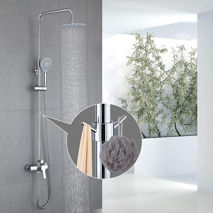 HOMELODY chrome Shower system with 3-jet hand shower Shower set - Homelody