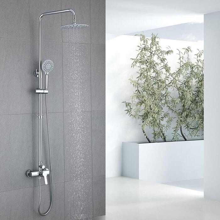 HOMELODY chrome Shower system with 3-jet hand shower Shower set - Homelody