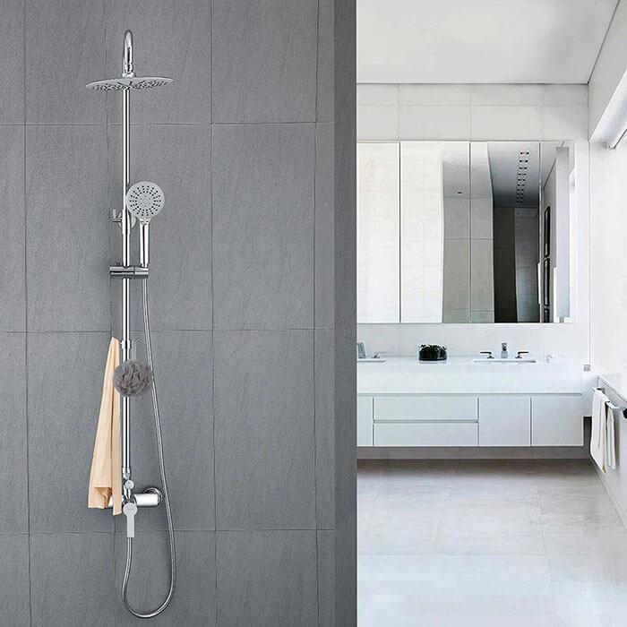 HOMELODY chrome Shower system with 3-jet hand shower Shower set - Homelody