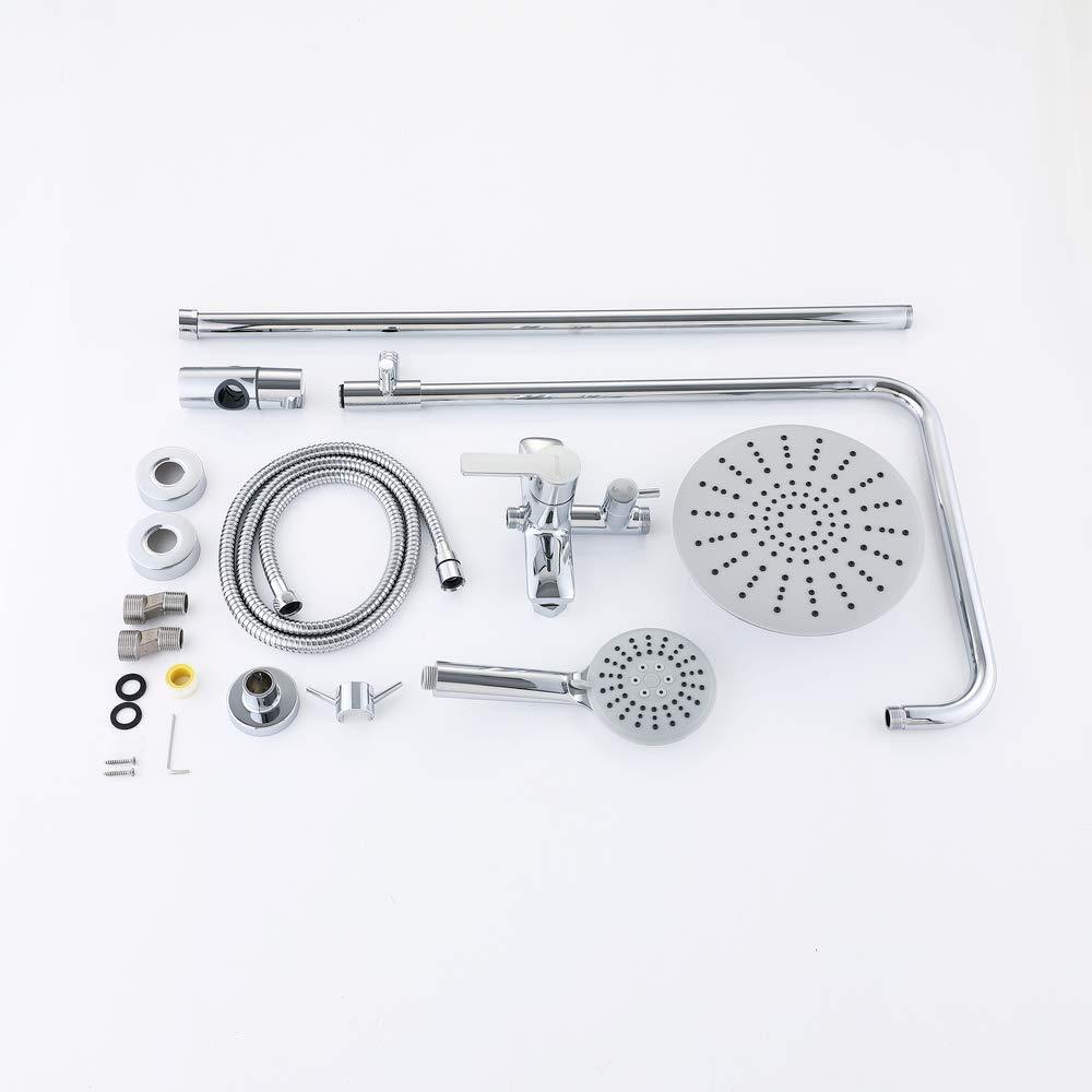 HOMELODY chrome Shower system with 3-jet hand shower Shower set - Homelody