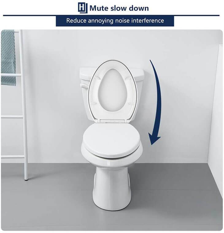 HOMELODY Elongated Toilet Seat White with Button - Homelody