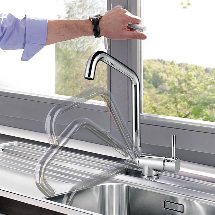 Homelody Front Window Kitchen Faucet Single Lever Swivel Spout Rotatable - Homelody