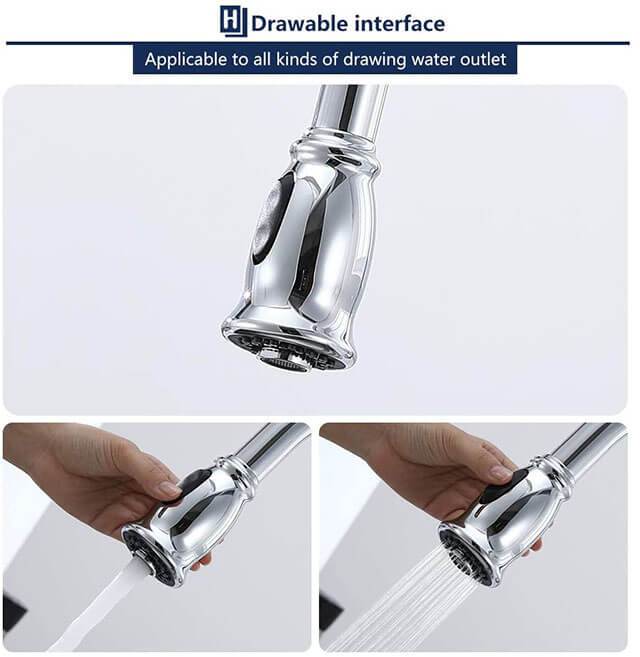 HOMELODY Kitchen Faucet Pull-Out Head Nozzle, Chrome - Homelody
