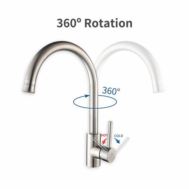 Homelody Kitchen Faucet Stainless Steel Sink Tap High arc style 360° Rotating - Homelody