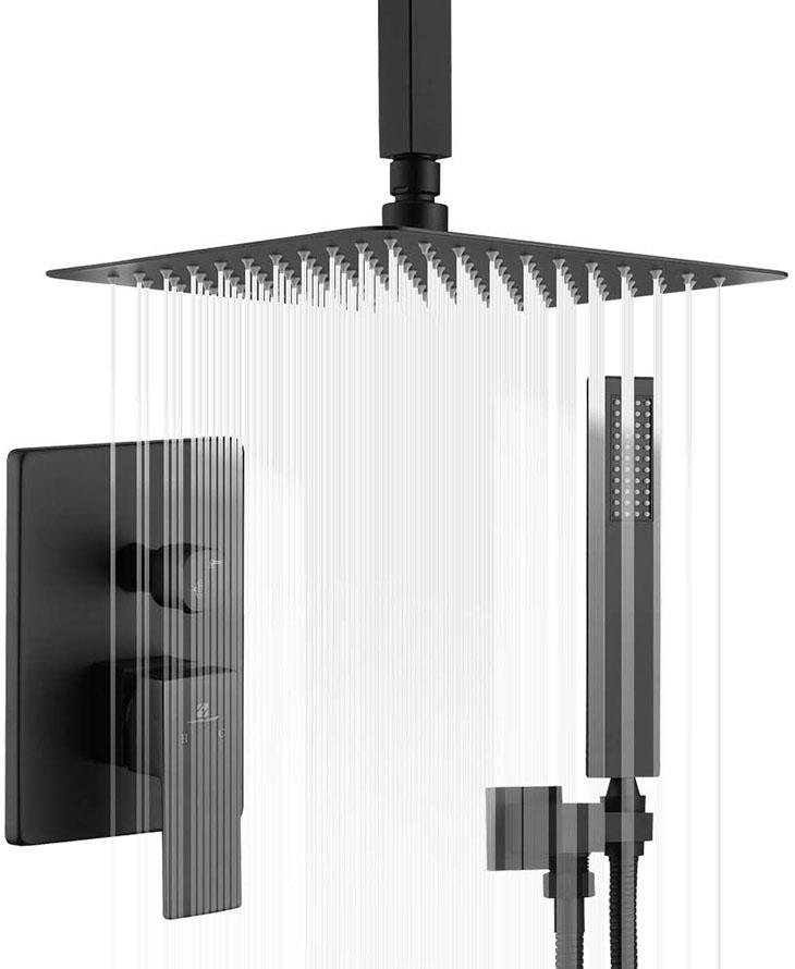 HOMELODY Matte Black Ceiling Shower Head System with Rough-in Valve Body - Homelody