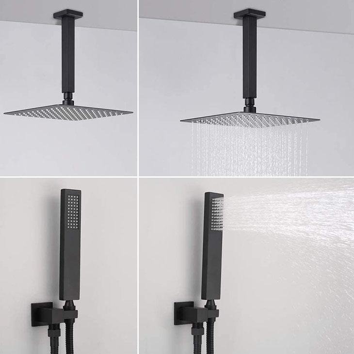 HOMELODY Matte Black Ceiling Shower Head System with Rough-in Valve Body - Homelody