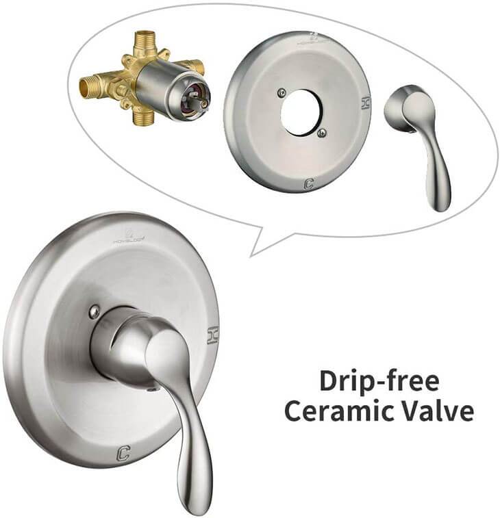 HOMELODY Pressure Balancing Shower Trim Kit (Valve Included), Brushed Nickel - Homelody