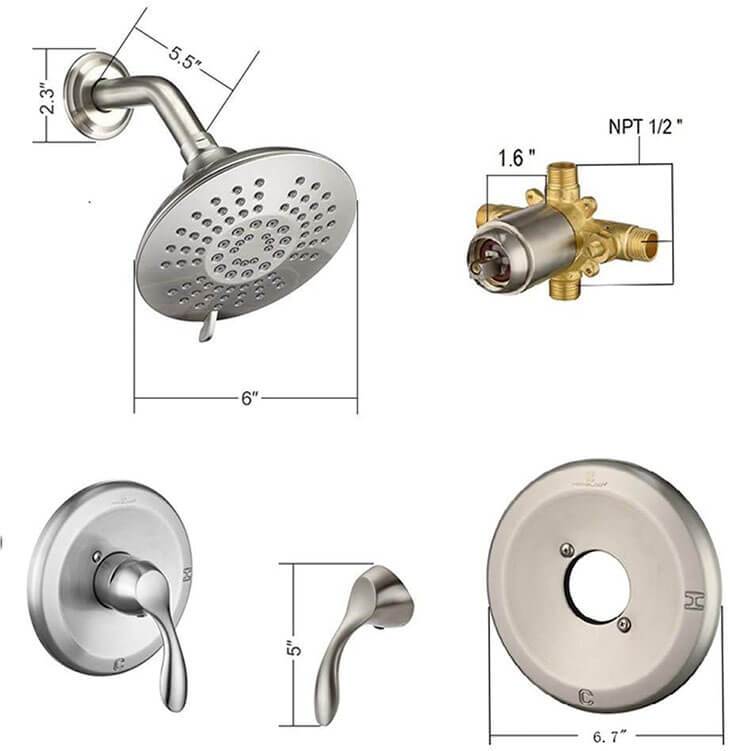 HOMELODY Pressure Balancing Shower Trim Kit (Valve Included), Brushed Nickel - Homelody