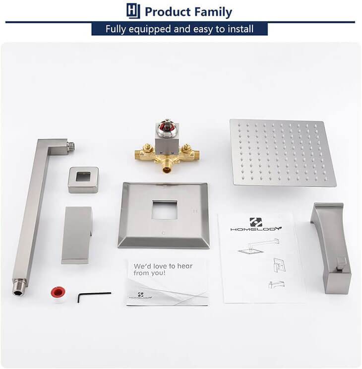 HOMELODY Shower Trim Kit Brushed Nickel(Valve Included) - Homelody