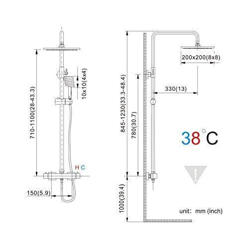 Homelody Silver-plated 38ºC Built-in thermostat Shower column - Homelody