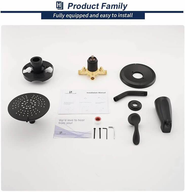HOMELODY Single-Handle Shower Tub Kit Matte Black Shower Trim Kit (Valve Included) Shower Faucet Set with 5-Spray Shower Head - Homelody
