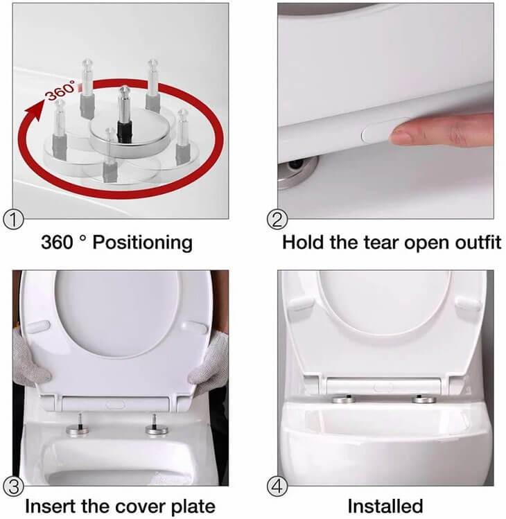 HOMELODY Soft Close White Toilet Seat Stainless Steel Hinges - Homelody