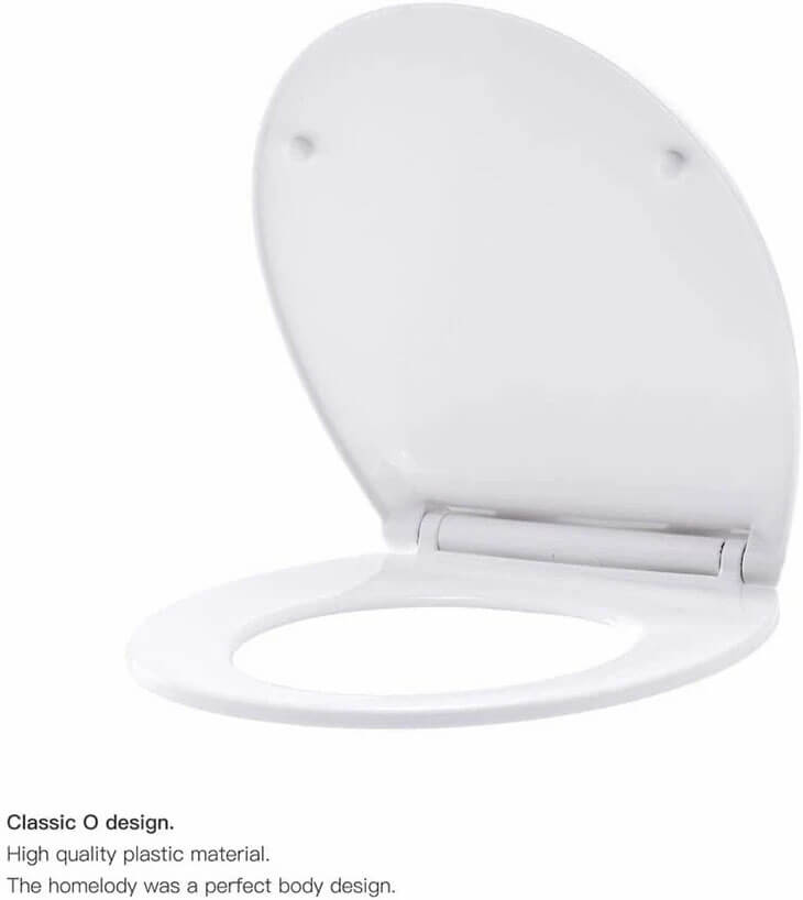 HOMELODY Soft Close White Toilet Seat Stainless Steel Hinges - Homelody