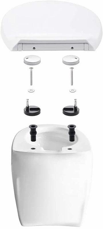 HOMELODY Soft Close White Toilet Seat Stainless Steel Hinges - Homelody
