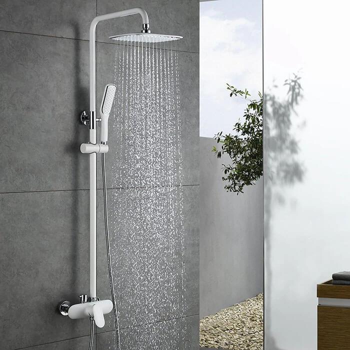 Homelody White Shower Set Mixer with Rainshower - Homelody