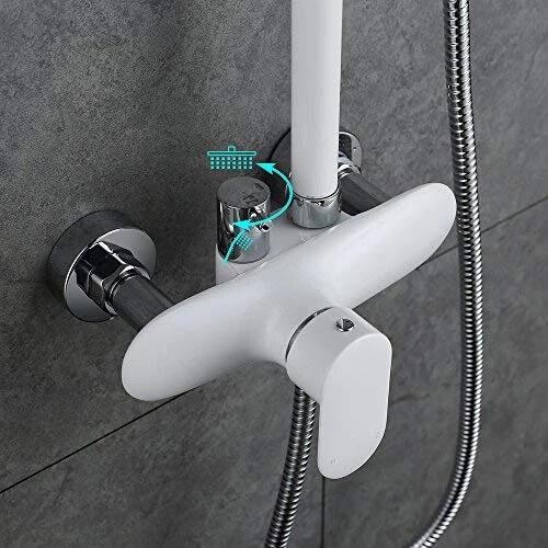 Homelody White Shower Set Mixer with Rainshower - Homelody