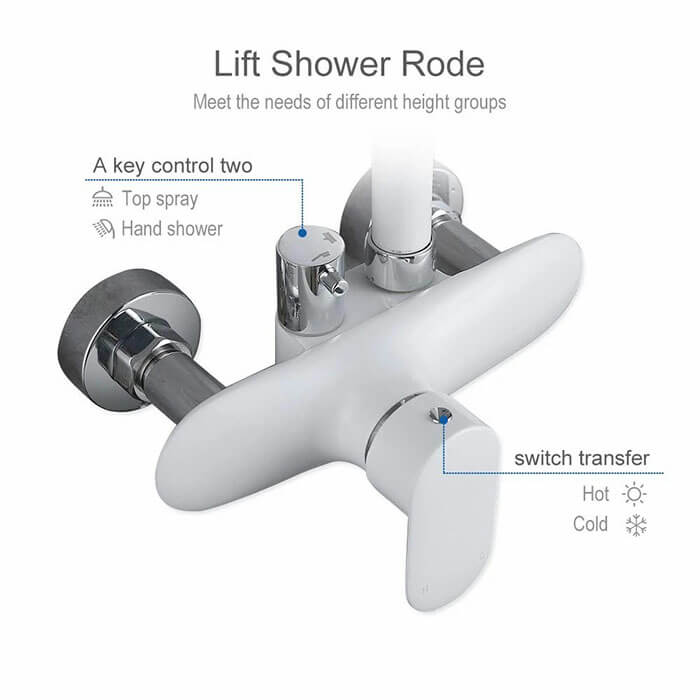 Homelody White Shower Set Mixer with Rainshower - Homelody