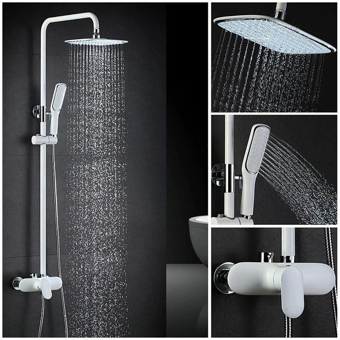 Homelody White Shower Set Mixer with Rainshower - Homelody