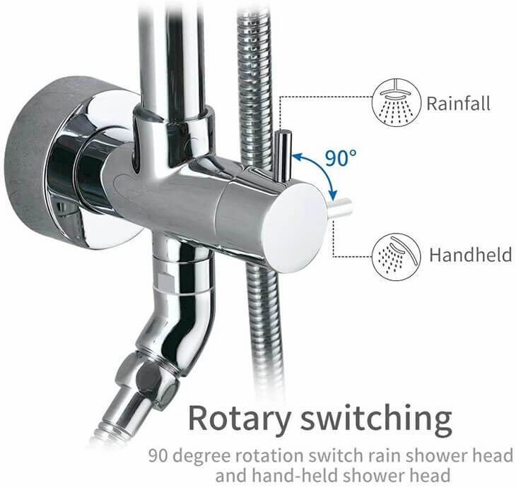 Modern Fashion 8" Stainless Steel Shower Systems Chrome with Rain Shower Adjustable Slide Bar HOMELODY - Homelody
