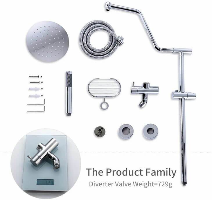 Modern Fashion 8" Stainless Steel Shower Systems Chrome with Rain Shower Adjustable Slide Bar HOMELODY - Homelody