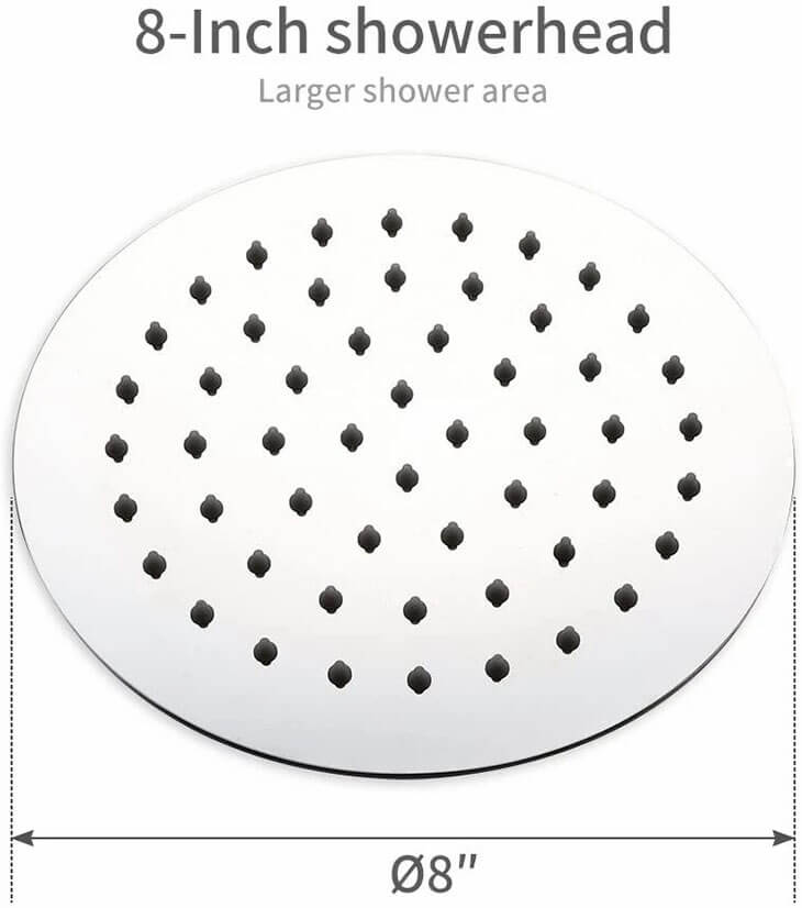 Modern Fashion 8" Stainless Steel Shower Systems Chrome with Rain Shower Adjustable Slide Bar HOMELODY - Homelody
