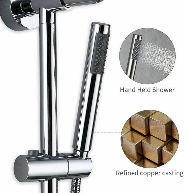 Modern Fashion 8" Stainless Steel Shower Systems Chrome with Rain Shower Adjustable Slide Bar HOMELODY - Homelody