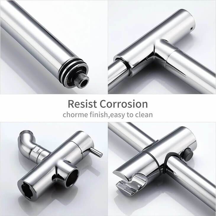 Modern Fashion 8" Stainless Steel Shower Systems Chrome with Rain Shower Adjustable Slide Bar HOMELODY - Homelody