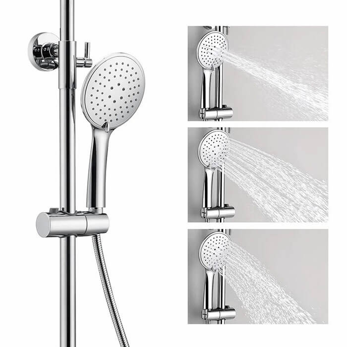 Modern round shower head adjustable shower rod Homelody shower system with shelves - Homelody