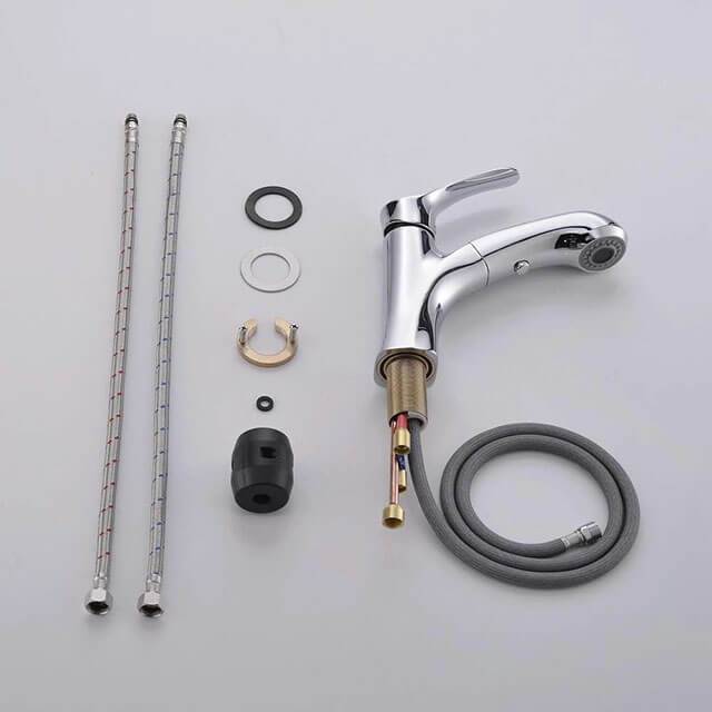Stylish Single Hand Pull-out Bathroom Faucet with Switch Homelody