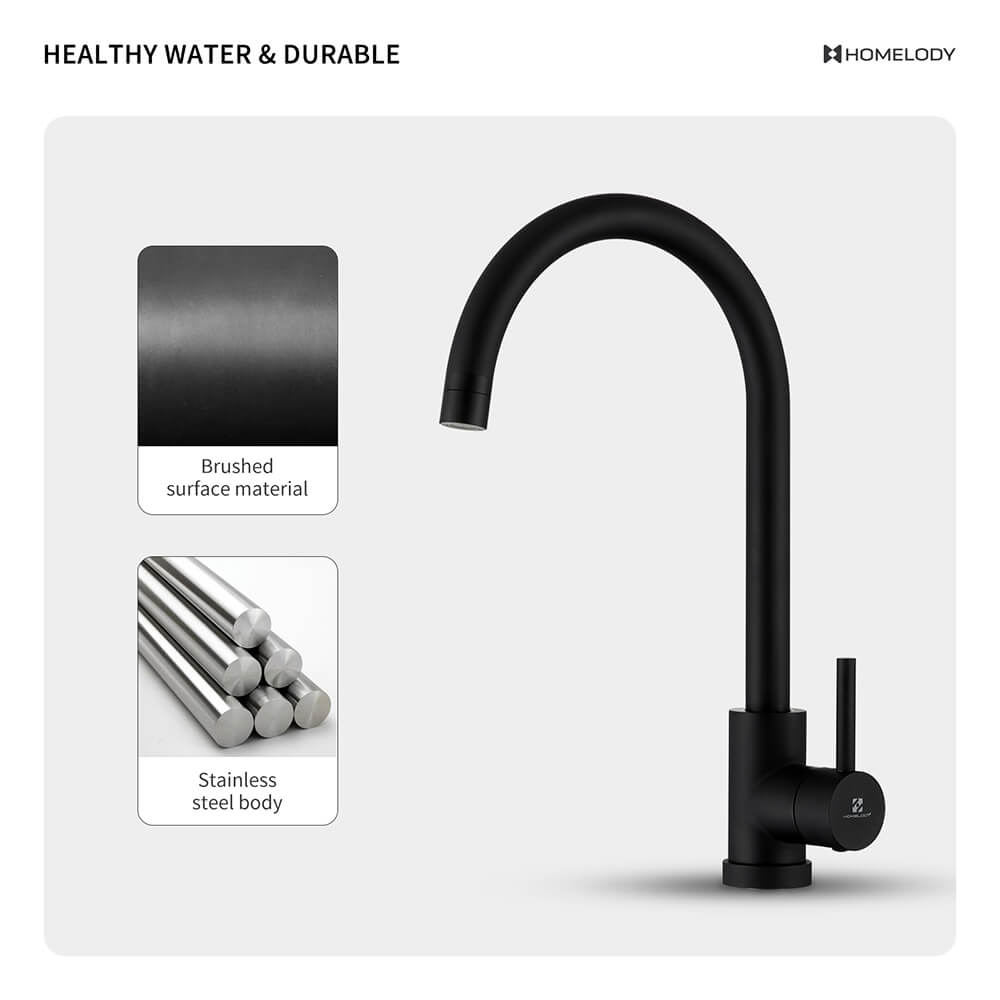 Homelody single lever low pressure kitchen faucet matt black