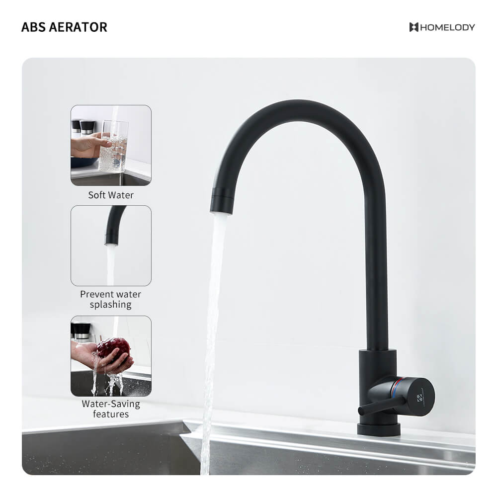 Homelody single lever low pressure kitchen faucet matt black