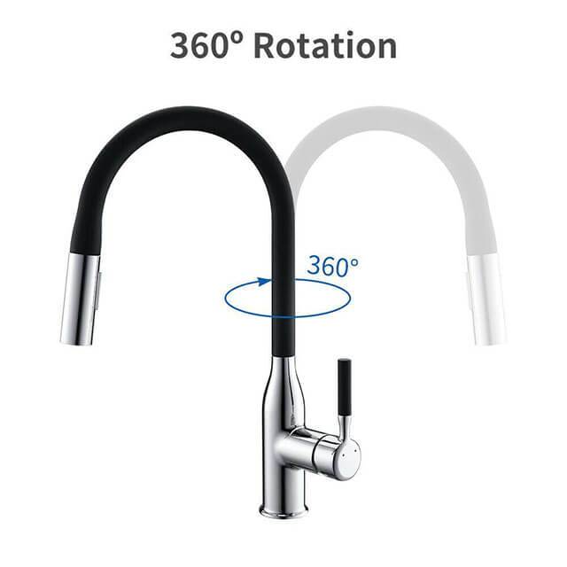 Stainless steel Homelody 360 ° black kitchen tap with retractable shower tap with switch - Homelody