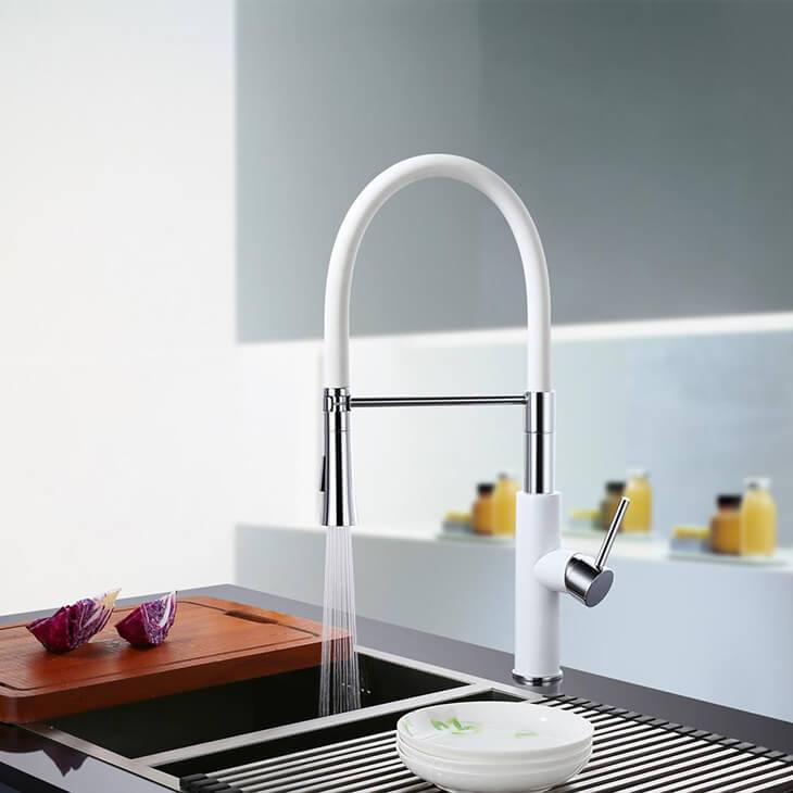 White Kitchen Faucet with Single Handle Sink Mixer Homelody - Homelody